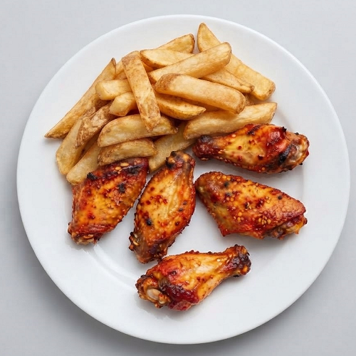 Spicy Chicken Wings With Chips 